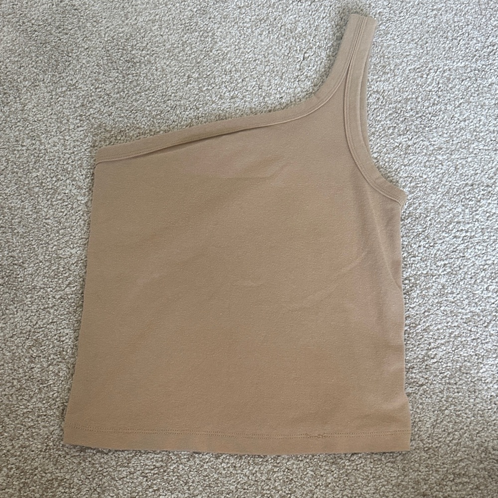 aerie One-Shoulder Tank Top in Taupe